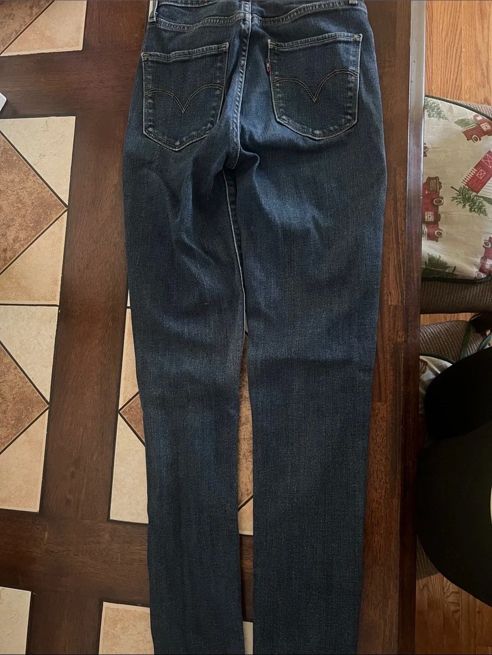 Abercrombie & Fitch Women’s Dark Blue Distressed Boyfriend Jeans - Picture 3 of 4